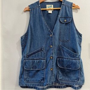 Travel-Smith Jean Vest Vintage Denim Pockets for Personal Items